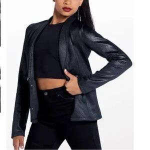 BALERA Black Metallic Foil Zipper Pockets Dance Jacket Size S NWOT